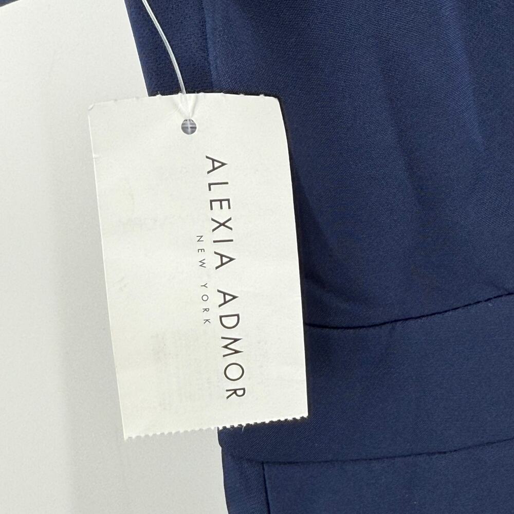 ALEXIA ADMOR Dress SZ 6 NWT Retro Collared Navy White Sheath Knee Length Modest - Picture 5 of 15